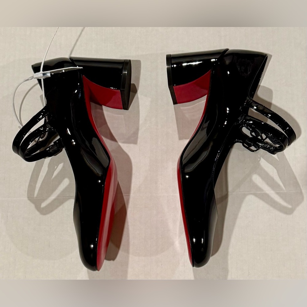 Christian Louboutin Black Patent Mary Jane Heels with Red Soles - Picture 2 of 5